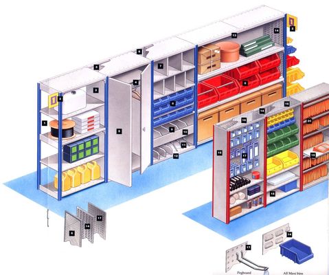 কেনা শিল্পগত ছোট যন্ত্রাংশ স্টোরেজ লাইট ডিউটি ​​শেল্ভিং গ্যালভানাইজড সমাপ্ত অনলাইনে উৎপাদন